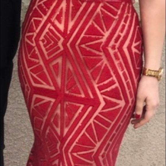 Red Nicole Bakti Prom Dress/ 2017 FW Collection. - Picture 5 of 6